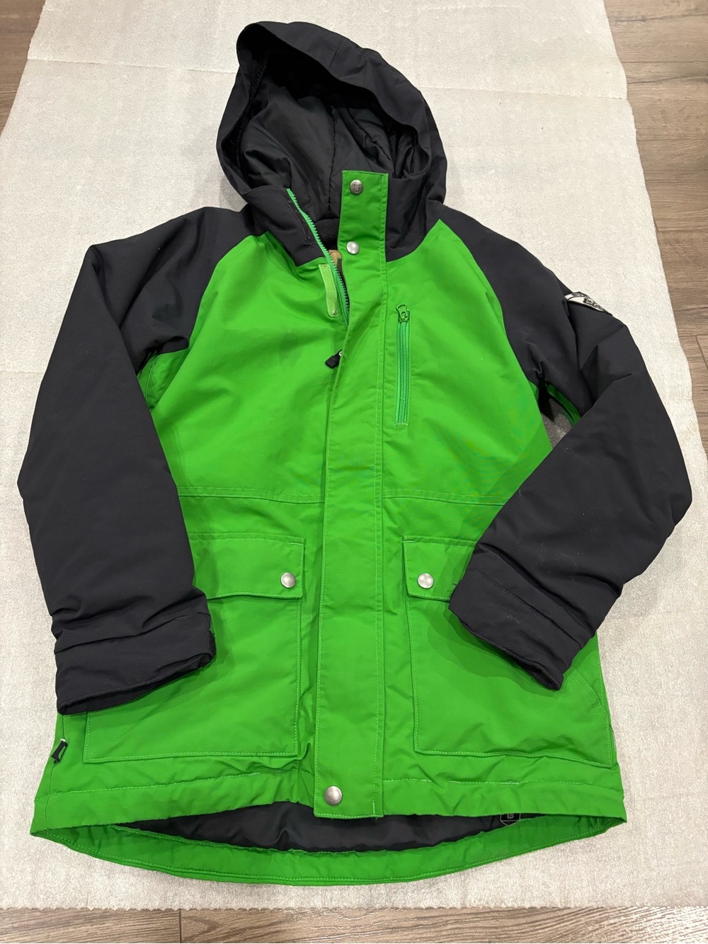 [Y14/16]Burton Youth Hooded Puffer Jacket - Bright Green & Black